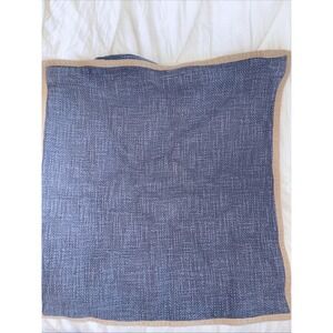 Pottery Barn Linen Pillow Cover Navy Blue tan Trim Zip 20 x 20 Pillow Included